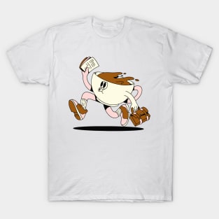 coffee cup running to work, vintage, retro style T-Shirt